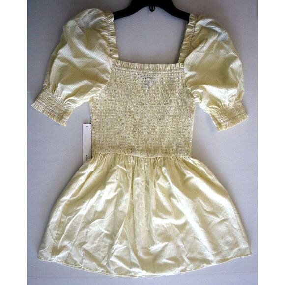 Aqua DI4622C-AQ Women's Sz S Yellow/White Striped Square Neck Smocked Dress - Picture 10 of 14